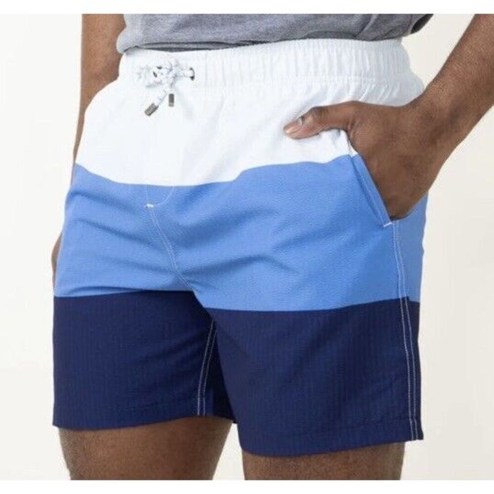NWT‎ Simply Southern Men's Blue Tri-color Mesh Lined Swim Shorts XL